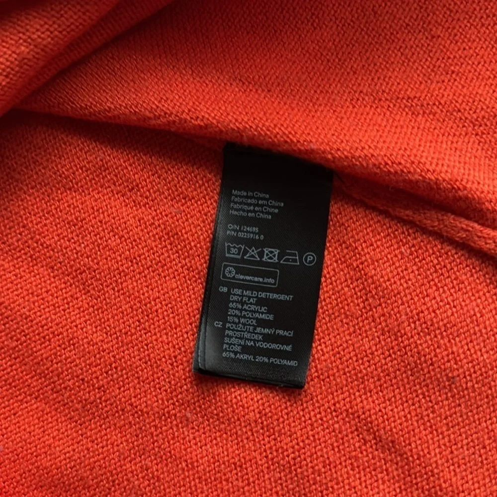 H&M L Oversized Orange Crew Neck Sweater with Zip Up Back Detail Women's EUC